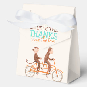 Cute Monkey Double Trouble Twins Baby Shower Favour Box