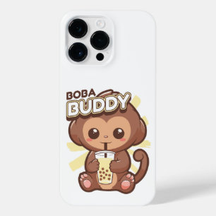 CUTE MONKEY DRINKING BOBA TEA  iPhone 14 PRO MAX CASE
