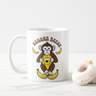 Cute Monkey Drinking Coffee - Banana Break Mug
