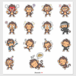 Cute Monkey Emoji Sticker Pack