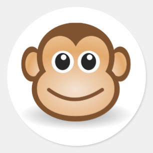 Cute Monkey Face Classic Round Sticker