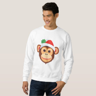Cute Monkey face Safari Santa Christmas Costume Sweatshirt