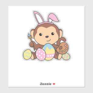 Cute Monkey For Easter With Easter Eggs As Easter