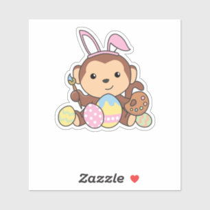 Cute Monkey For Easter With Easter Eggs As Easter