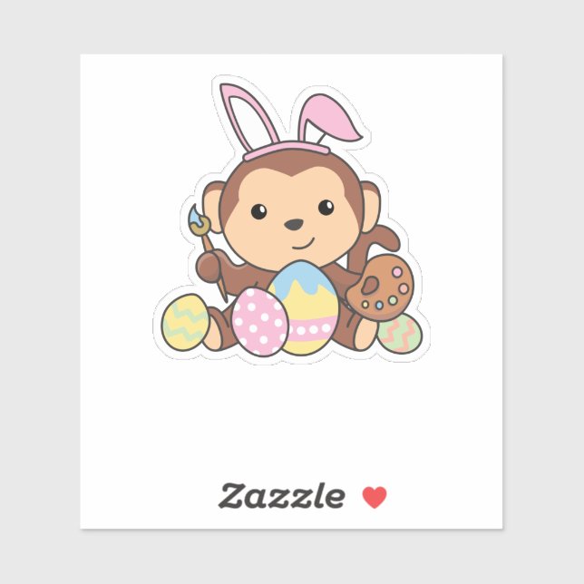Cute Monkey For Easter With Easter Eggs As Easter (Sheet)