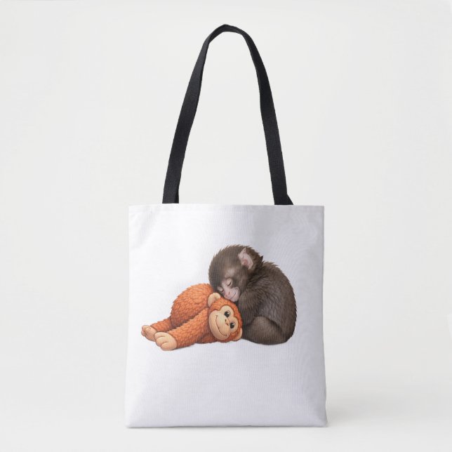 Cute Monkey Friends Tote Bag – Adorable Baby Monke (Front)