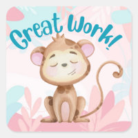 Cute Monkey Great Work Teacher Student Reward