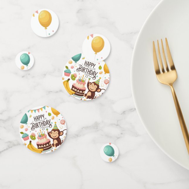 Cute Monkey Happy Birthday Party Confetti (Group)