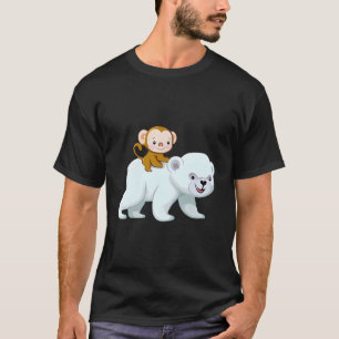 Cute Monkey-Ice Bear Hybrid Design T-Shirt