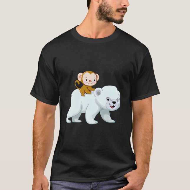 Cute Monkey-Ice Bear Hybrid Design T-Shirt (Front)