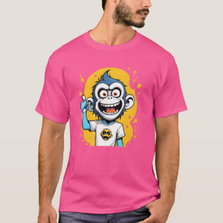 cute monkey illustration animal cartoon character  T-Shirt
