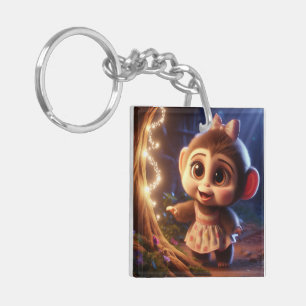 Cute monkey in a dress key ring