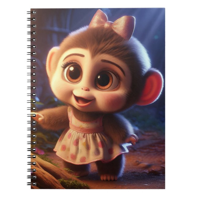 Cute monkey in a dress notebook (Front)
