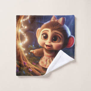 Cute monkey in a dress wash cloth