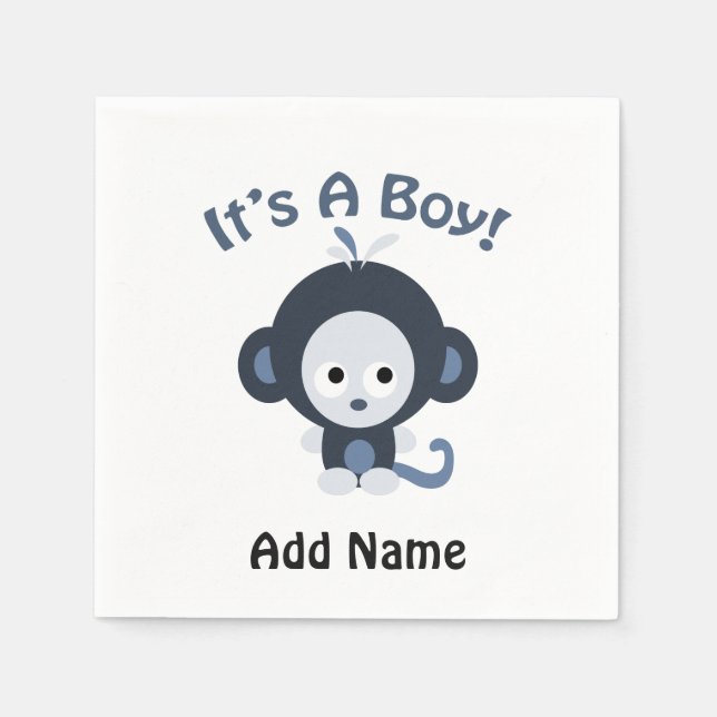 Cute Monkey - It's a boy! Napkin (Front)