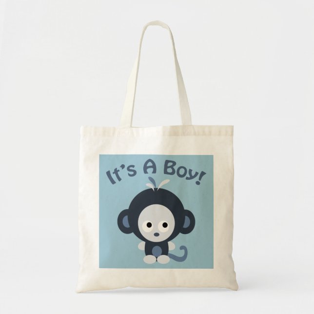 Cute Monkey - It's a boy! Tote Bag (Front)