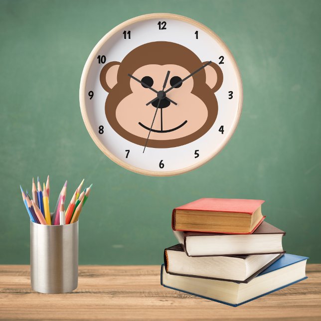 Cute Monkey Jungle Safari Animal Cartoon Clock (Creator Uploaded)