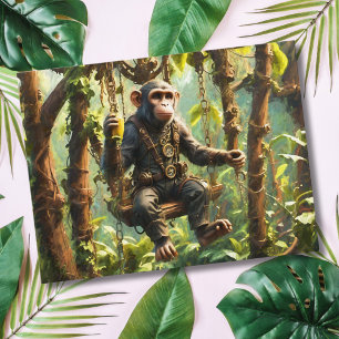 Cute Monkey Jungle Steampunk Postcard