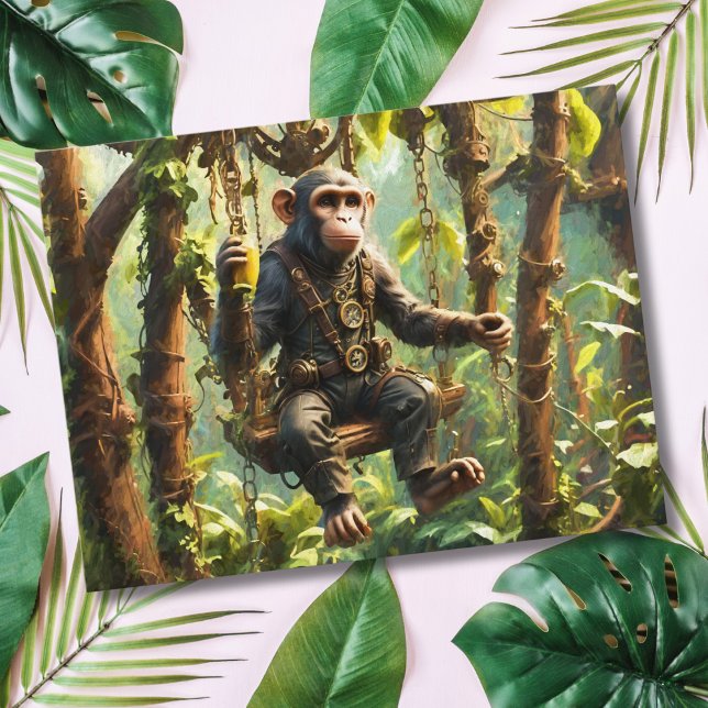 Cute Monkey Jungle Steampunk  Postcard (Creator Uploaded)