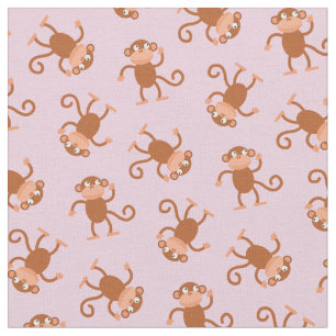 Cute Monkey Kids Baby Nursery Light Pink Fabric