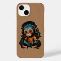 Cute Monkey Listening Music, Music Immersed Monkey