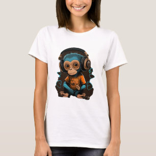Cute Monkey Listening Music, Music Immersed Monkey T-Shirt