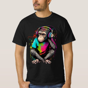 Cute Monkey Listening Music, Music Obsessed Monkey T-Shirt