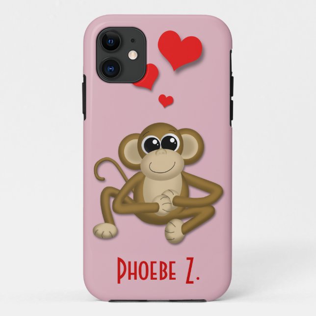 Cute Monkey Love Personalised iPhone 5 Case (Back)