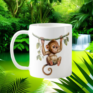Cute monkey lovers add monogram coffee mug