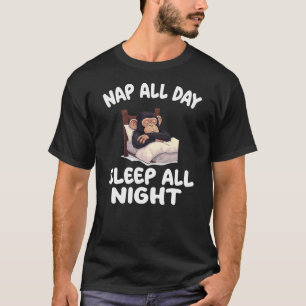 Cute Monkey Nap All Day Sleep all Night Pajamas Ni T-Shirt