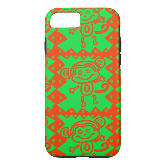 Cute Monkey Orange Green Animal Pattern Case-Mate iPhone Case (Back)