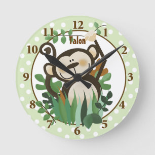 Cute Monkey Personalised Wall Clock