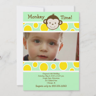 CUTE MONKEY *PHOTO* Birthday Invitation