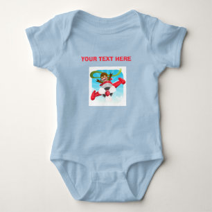 Cute Monkey Pilot Cartoon Aeroplane Custom Name Baby Bodysuit