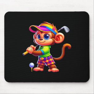 Cute Monkey Playing Golf Golfer Golfing Sport Men Mouse Mat