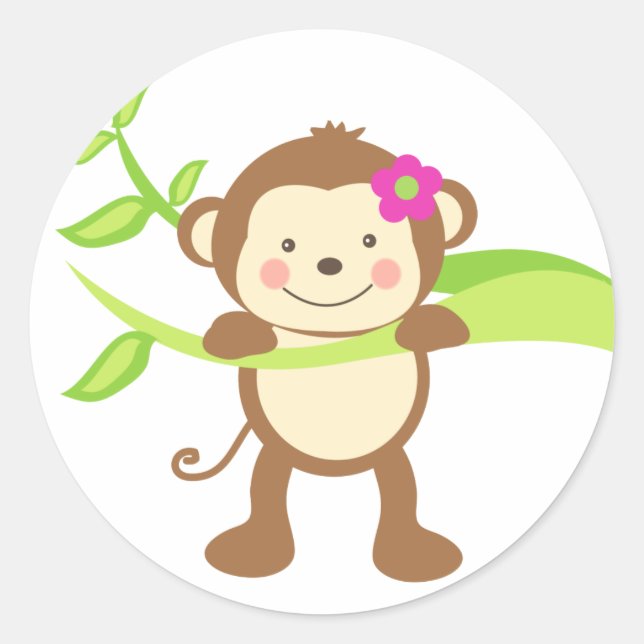 Cute Monkey.png Classic Round Sticker (Front)