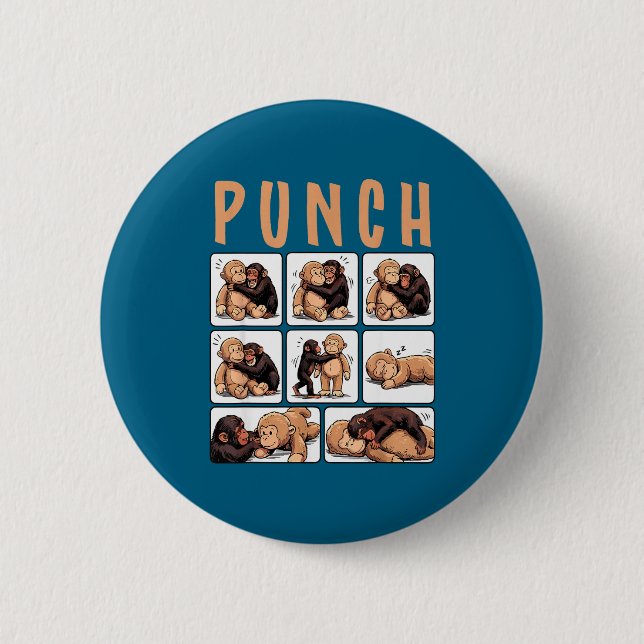 Cute monkey punch  6 cm round badge (Front)