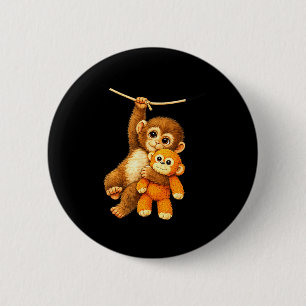 Cute monkey punch baby 6 cm round badge