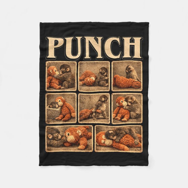 Cute monkey punch baby  fleece blanket (Front)