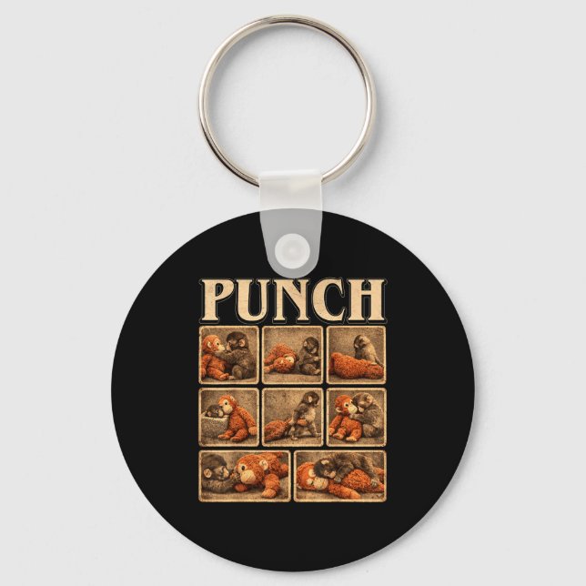Cute monkey punch baby  key ring (Front)