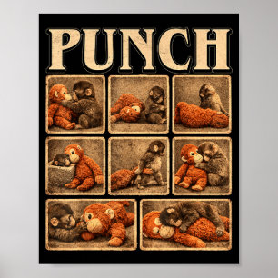 Cute monkey punch baby poster