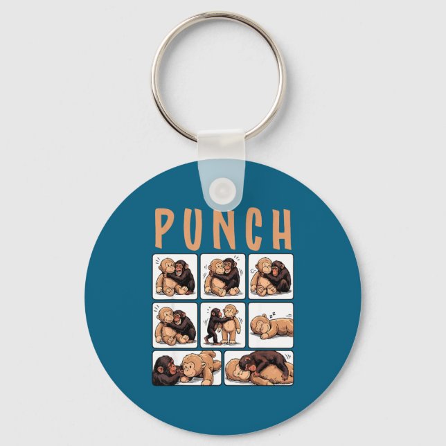 Cute monkey punch  key ring (Front)