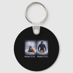 Cute monkey punch meme funny animal design key ring