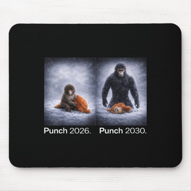 Cute monkey punch meme funny animal design  mouse mat (Front)