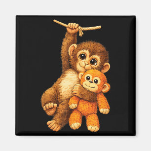 Cute monkey punch stuffed buddy plush hugging magnet