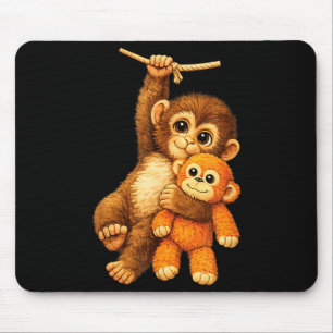 Cute monkey punch stuffed buddy plush hugging mouse mat