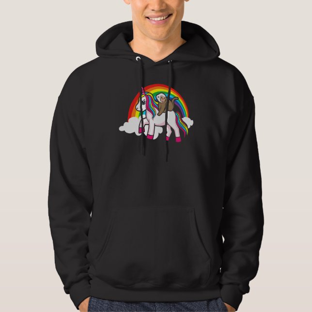 Cute Monkey Riding A Uni Corn Hoodie (Front)