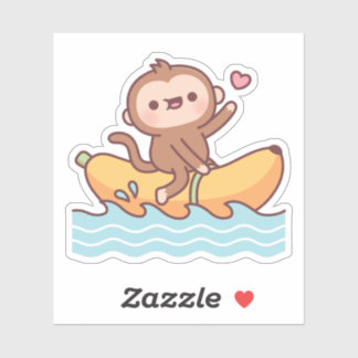 Cute Monkey Riding On Banana Boat