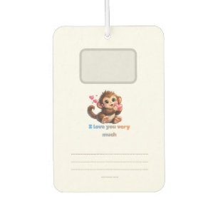 Cute Monkey Romantic Quote Illustration Car Air Freshener
