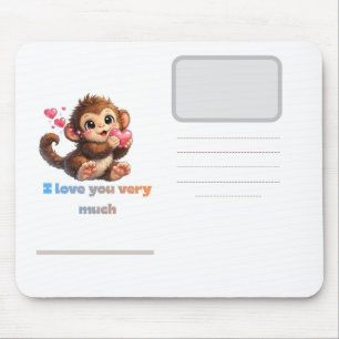 Cute Monkey Romantic Quote Illustration Mouse Mat
